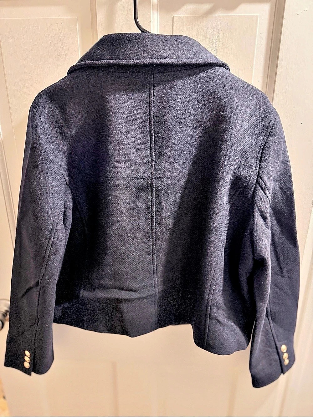 Zara Women's Double-Breasted Wool Pea Coat in Navy Blue NWT - Picture 2 of 2